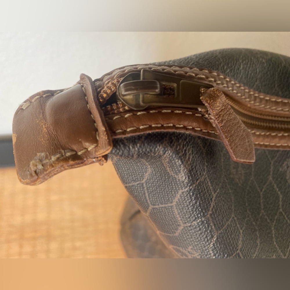 Christian Dior Vintage Honeycomb Weekender Brown Leather Travel Bag - Picture 7 of 17